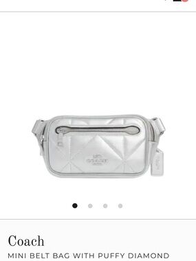 Coach Mini Puffy Diamond Belt Bag in Metallic Silver